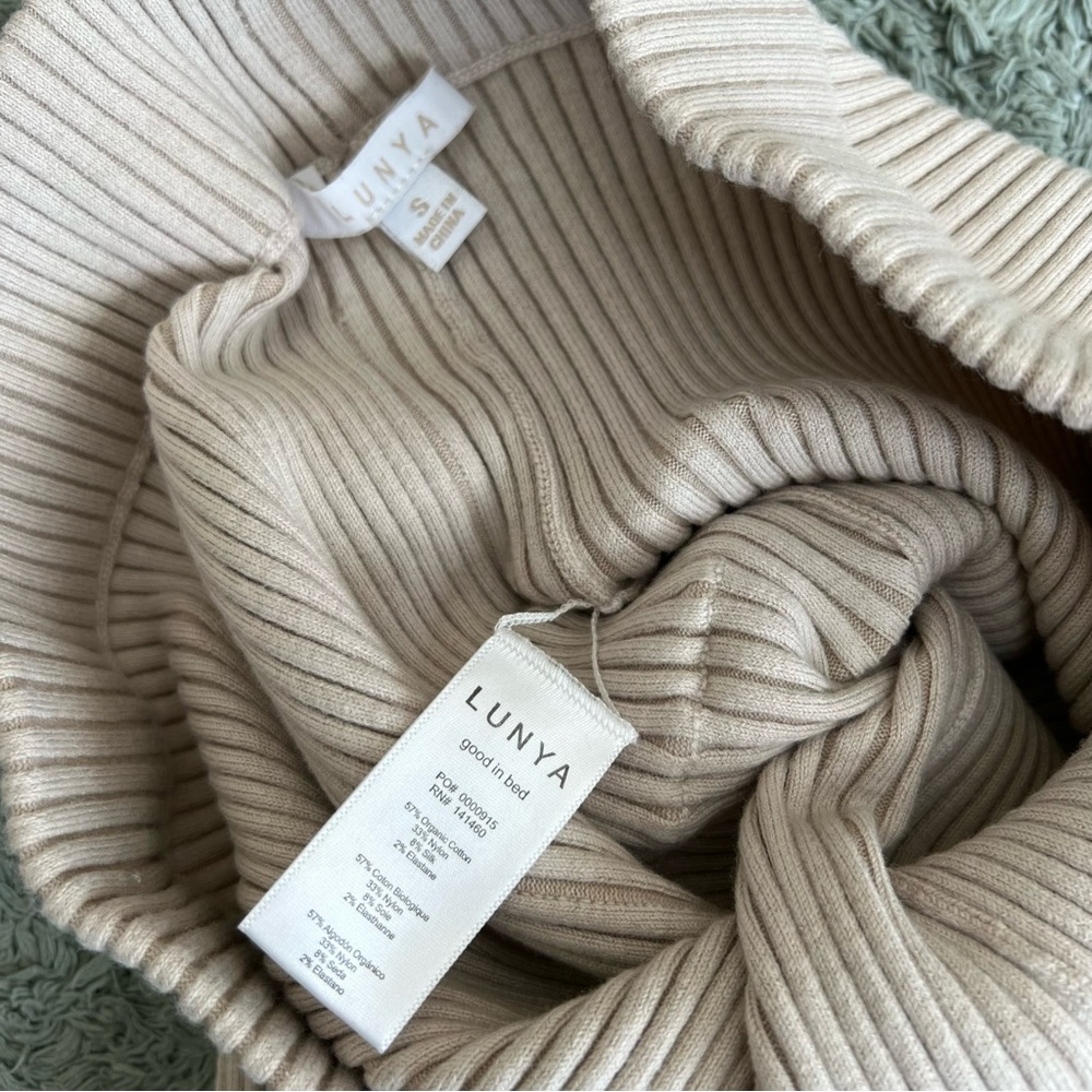 Lunya cozy cotton silk ribbed leggings in cream S - Picture 5 of 5